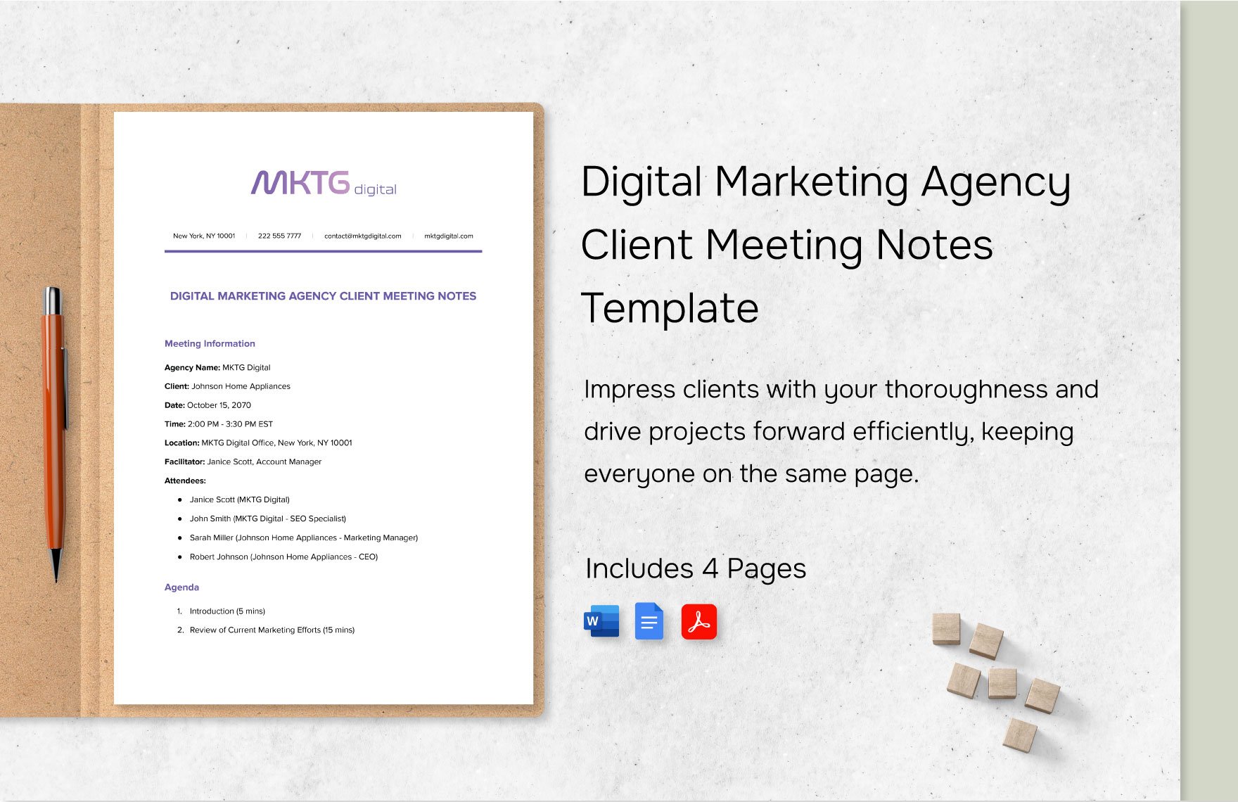 Digital Marketing Agency Client Meeting Notes Template