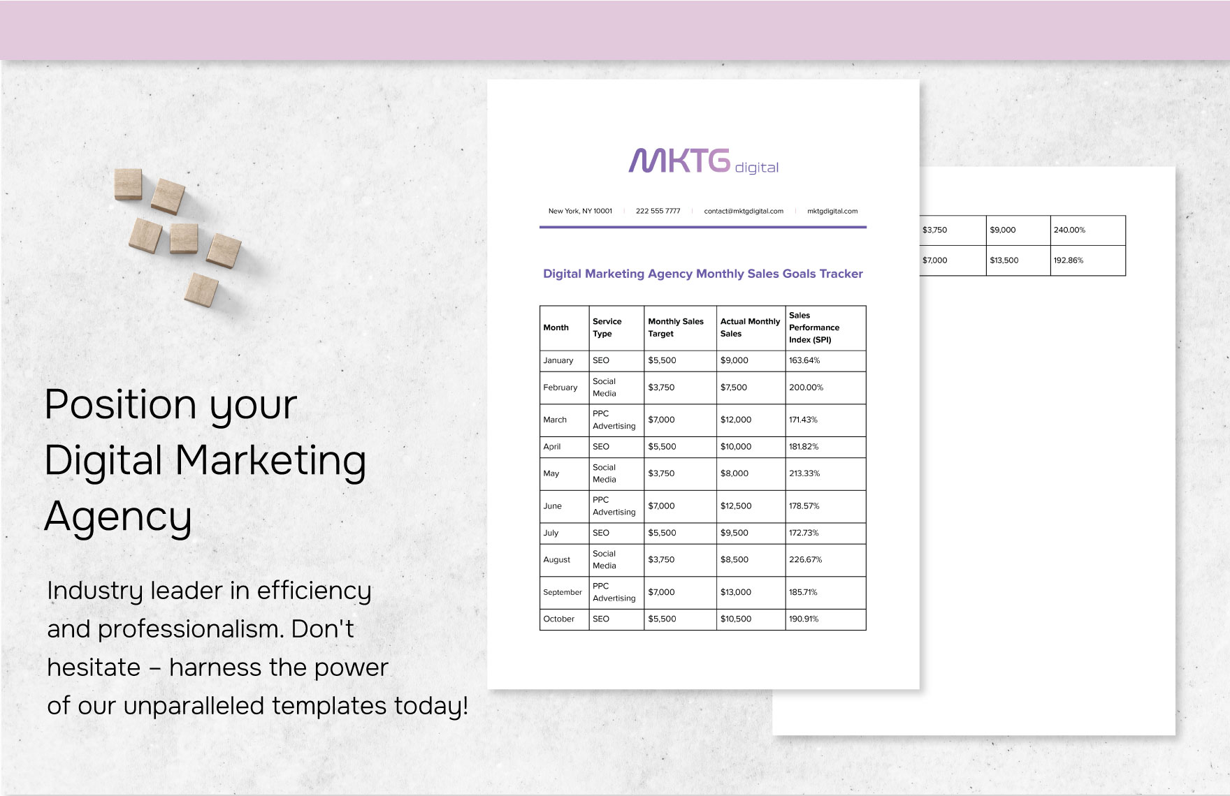 Digital Marketing Agency Monthly Sales Goals Tracker Template