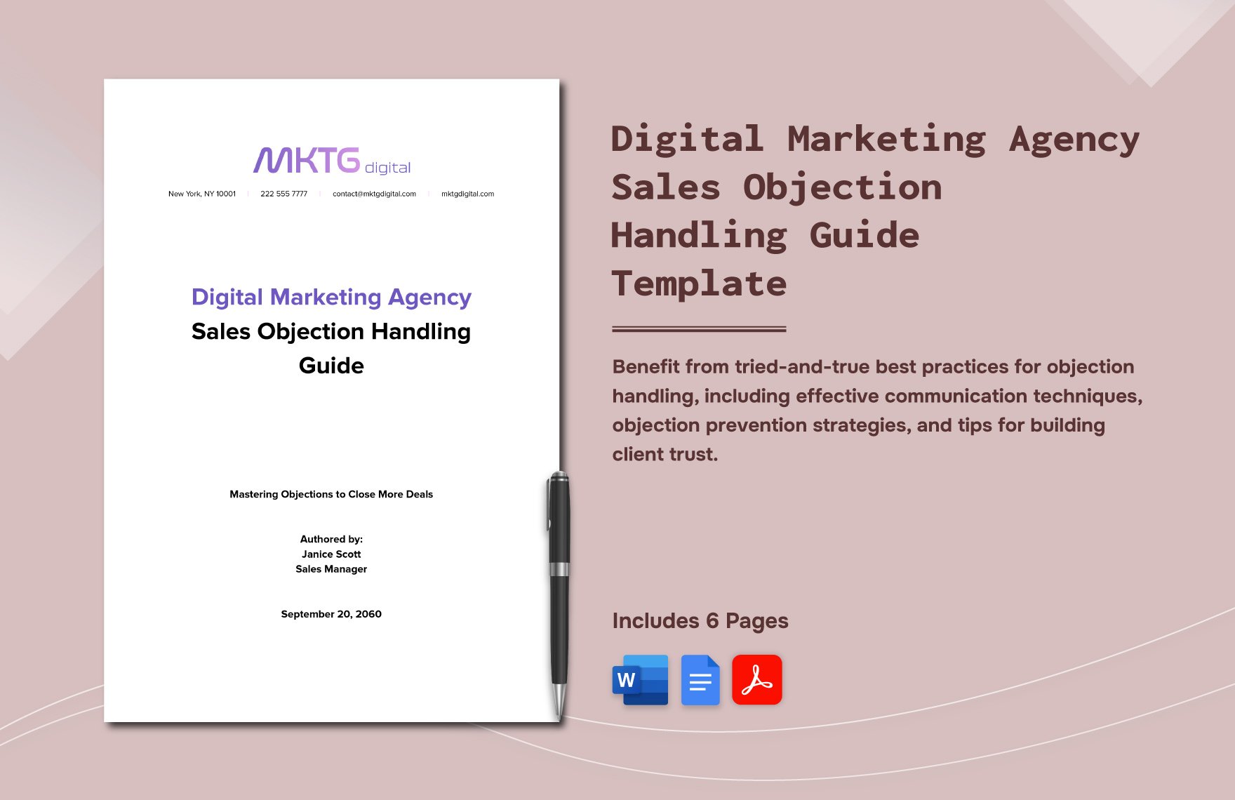 Digital Marketing Agency Sales Objection Handling Guide Template