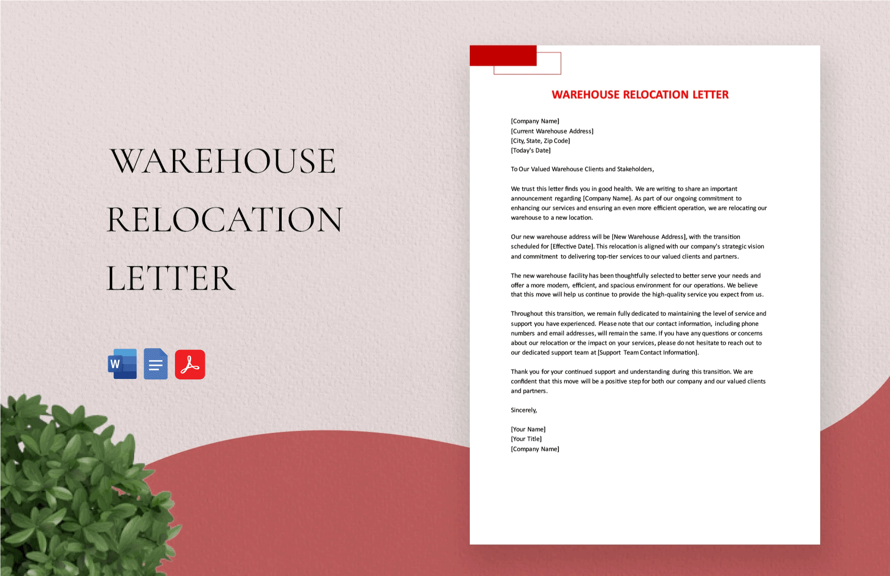 Warehouse Relocation Letter in Word, Google Docs, PDF