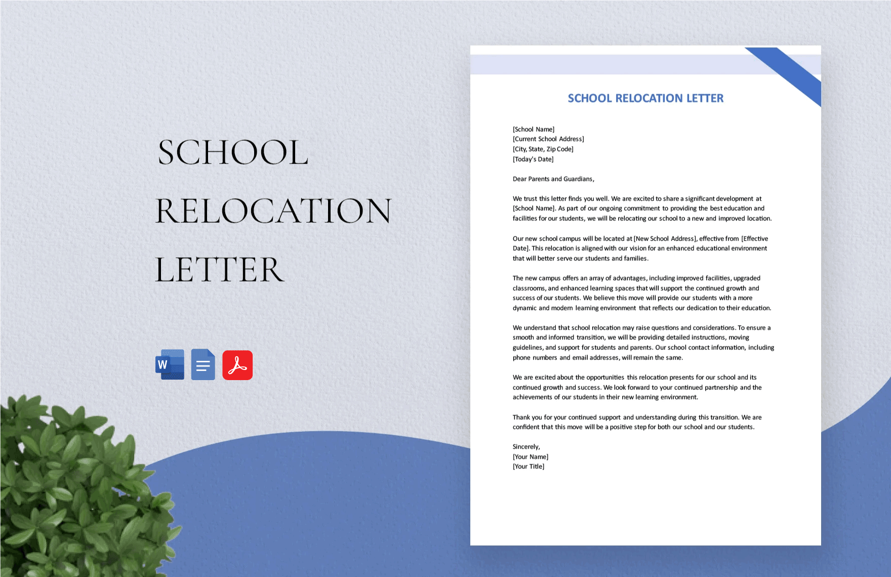 School Relocation Letter in Word, Google Docs, PDF