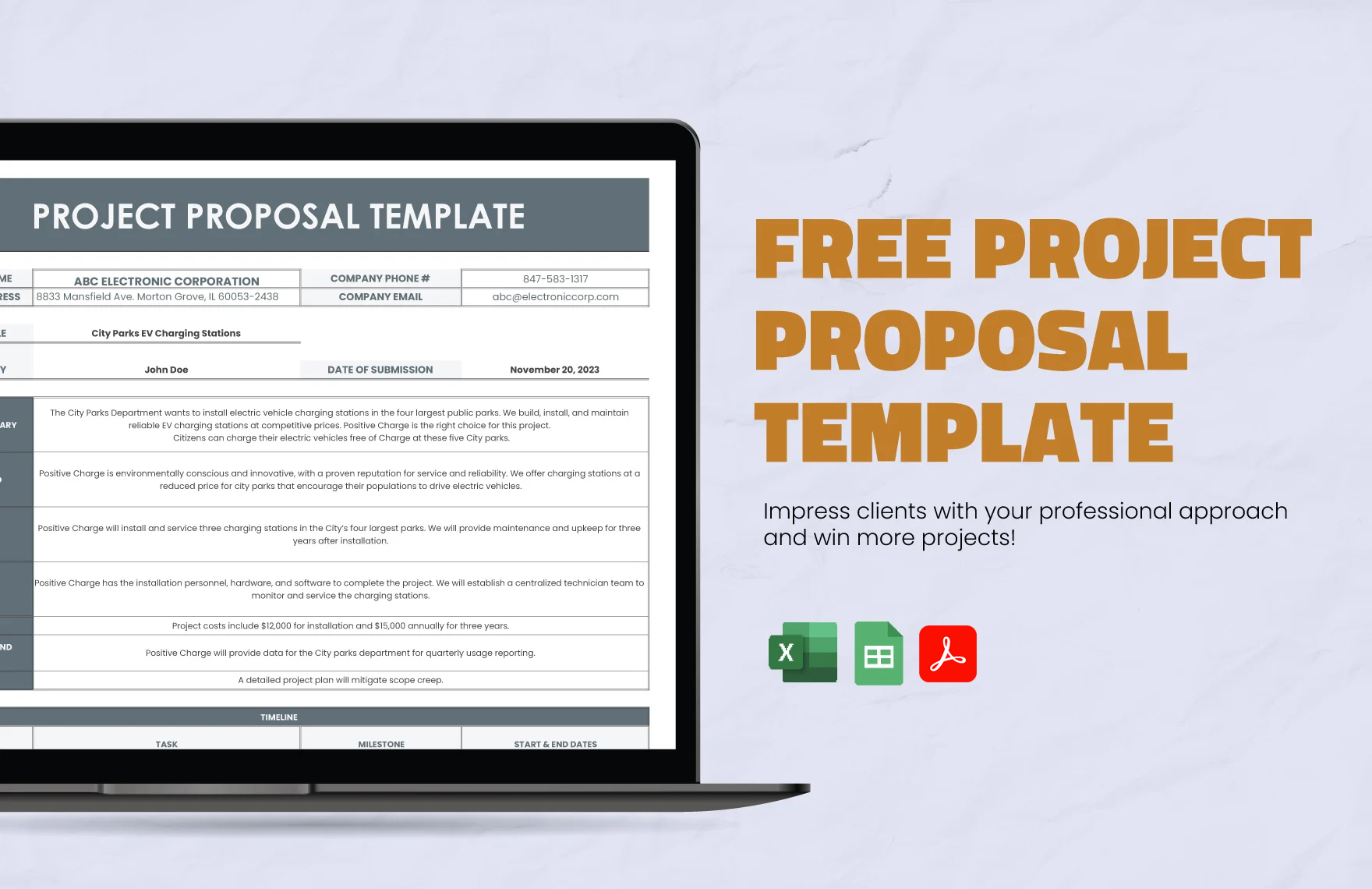 Free Project Proposal Template in Excel, PDF, Google Sheets