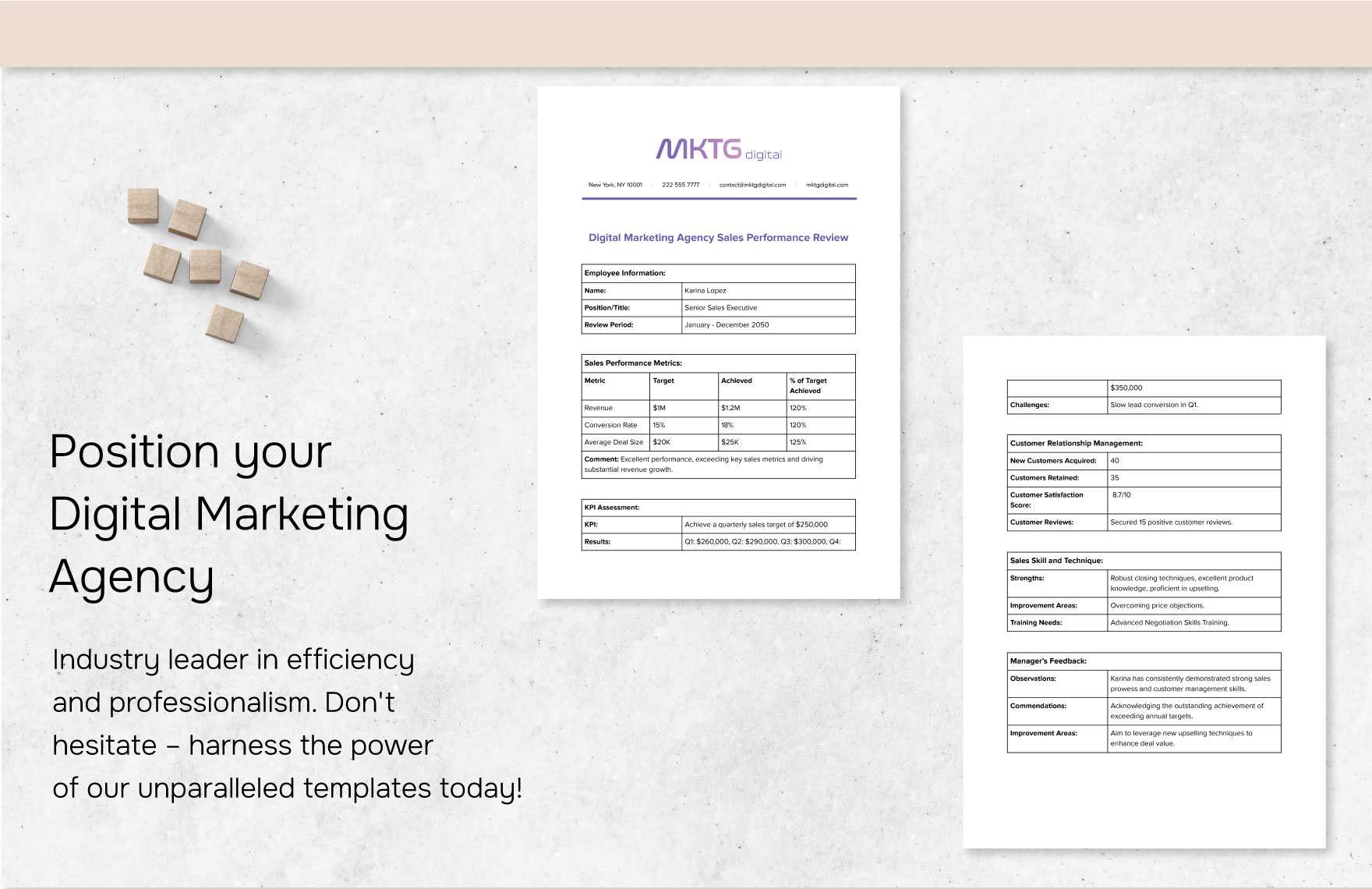 Digital Marketing Agency Sales Performance Review Template