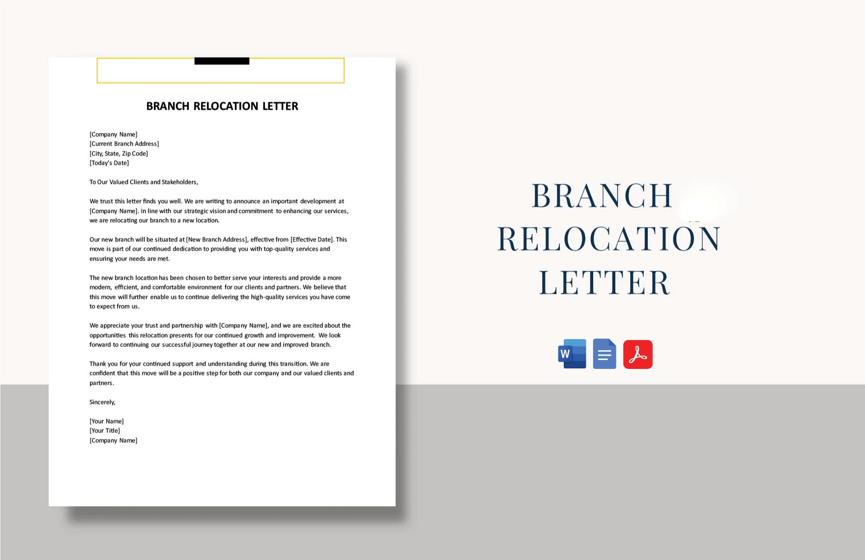 Branch Relocation Letter in Word, Google Docs, PDF