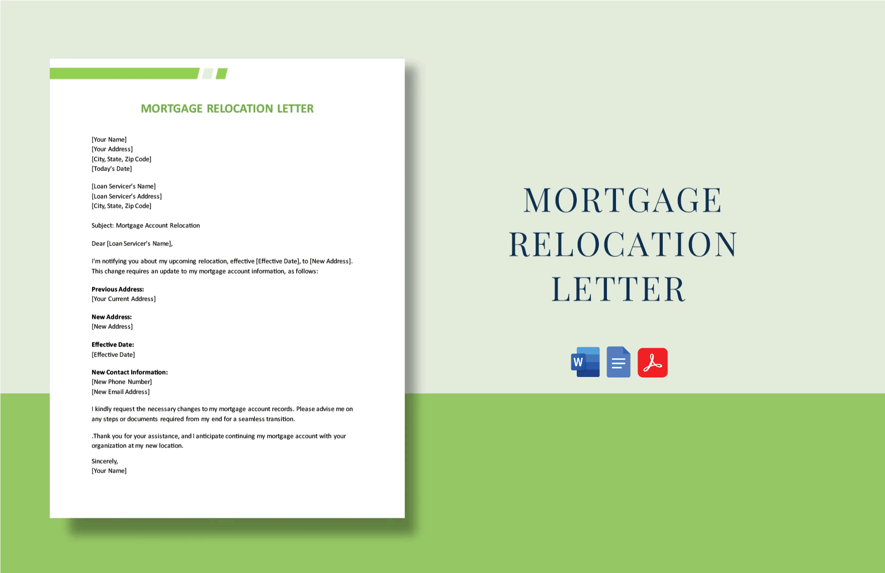 Mortgage Relocation Letter in Word, Google Docs, PDF