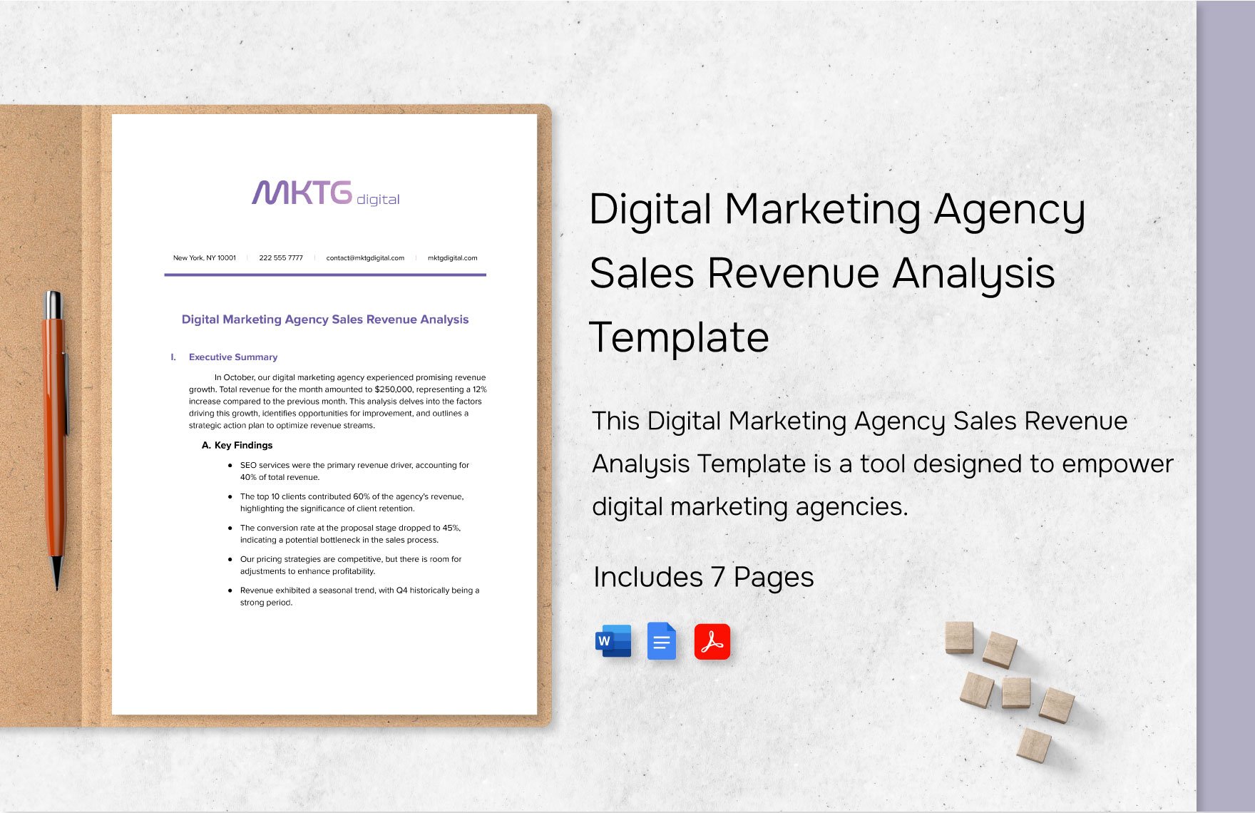 Digital Marketing Agency Sales Revenue Analysis Template