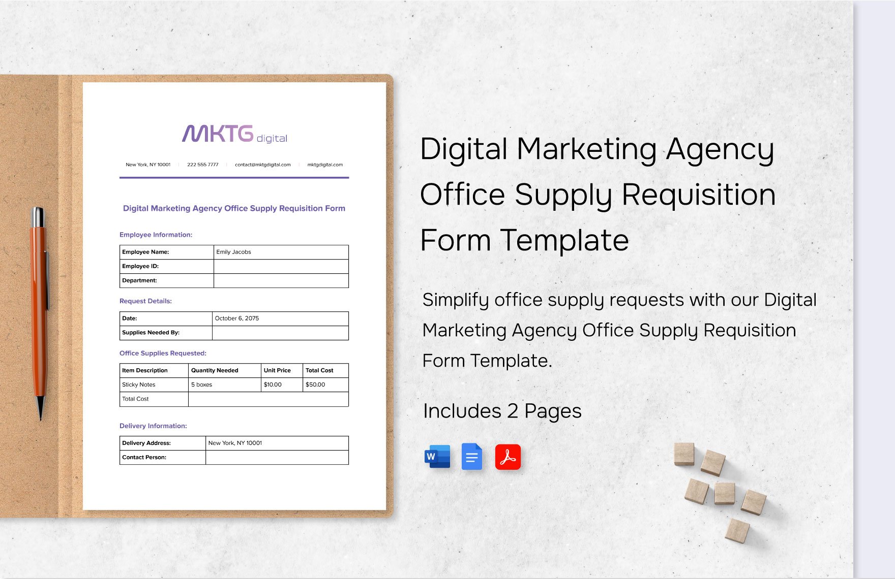 Digital Marketing Agency Office Supply Requisition Form Template in Word, Google Docs, PDF