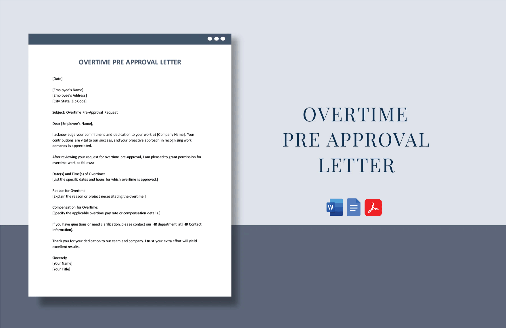 Overtime Pre Approval Letter in Word, Google Docs, PDF
