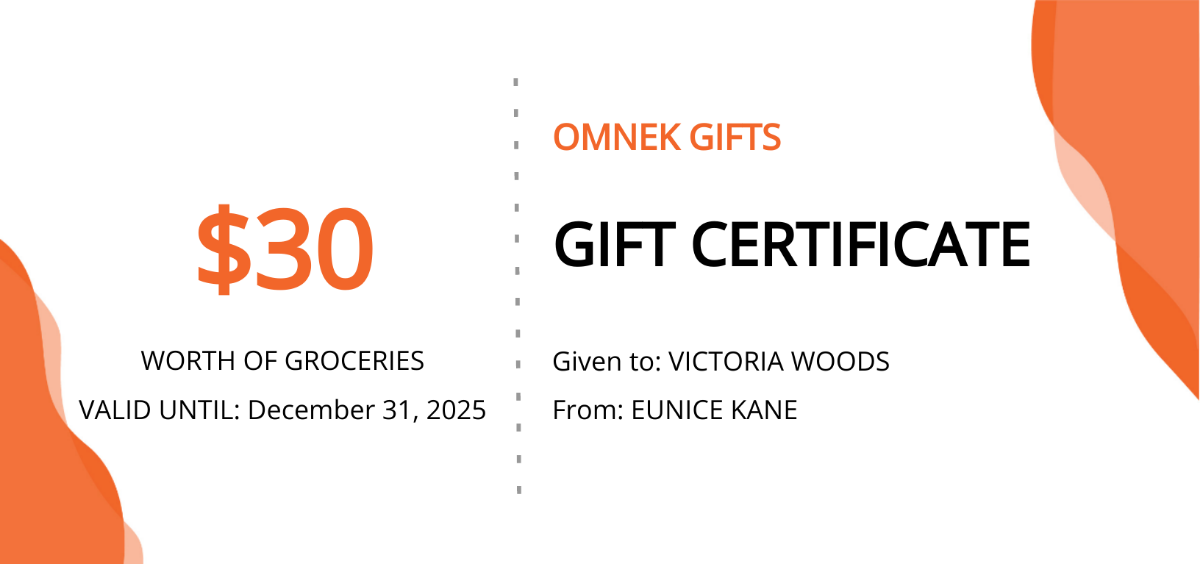 Email Gift Certificate Template