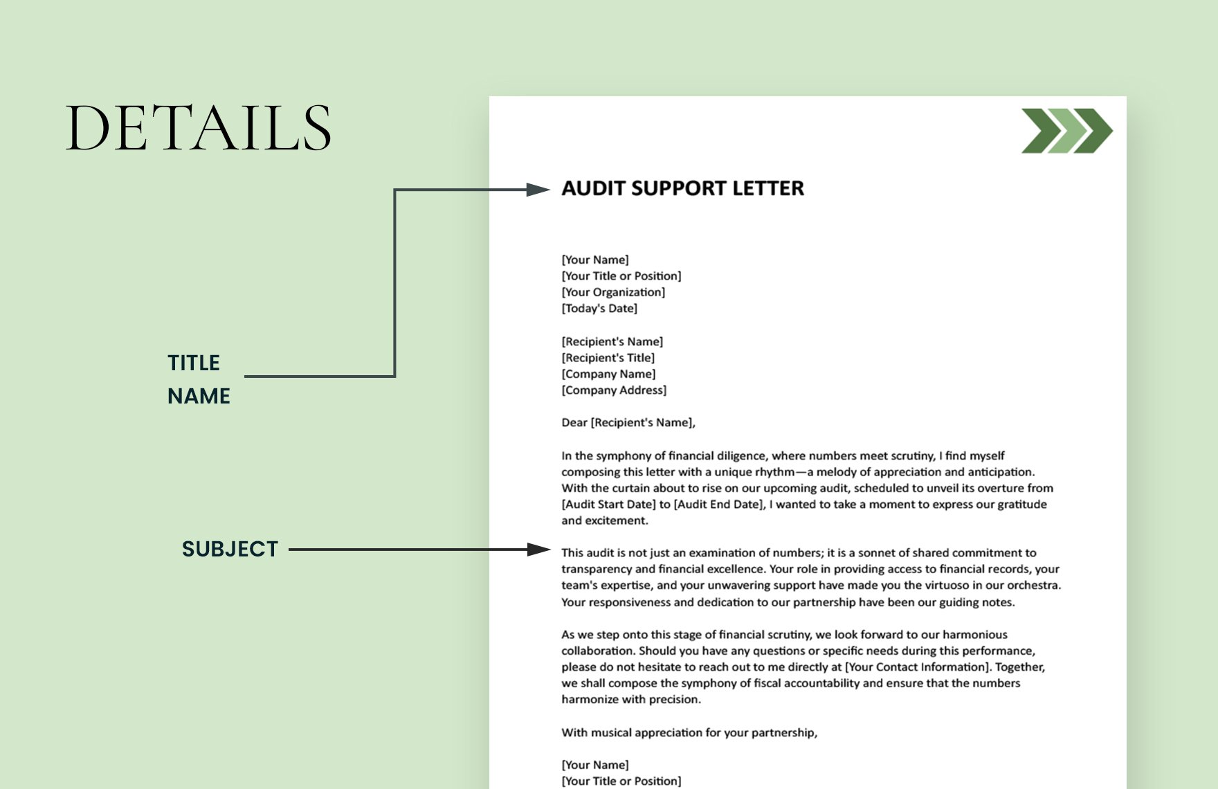 Audit Support Letter