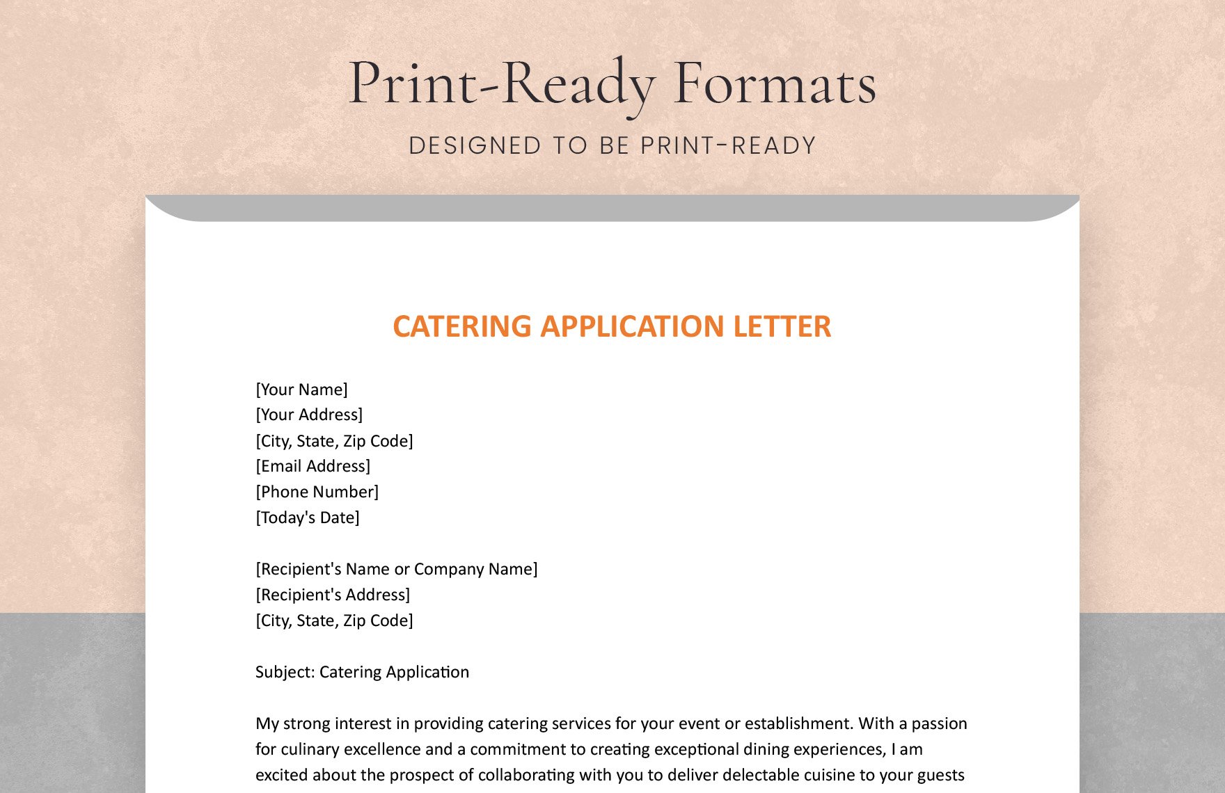 Catering Application Letter
