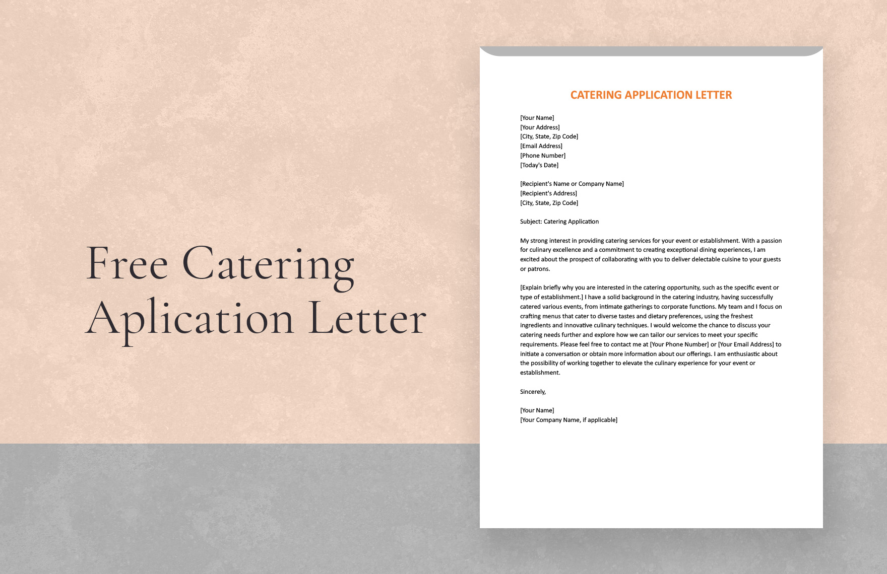 Catering Application Letter in Word, Google Docs