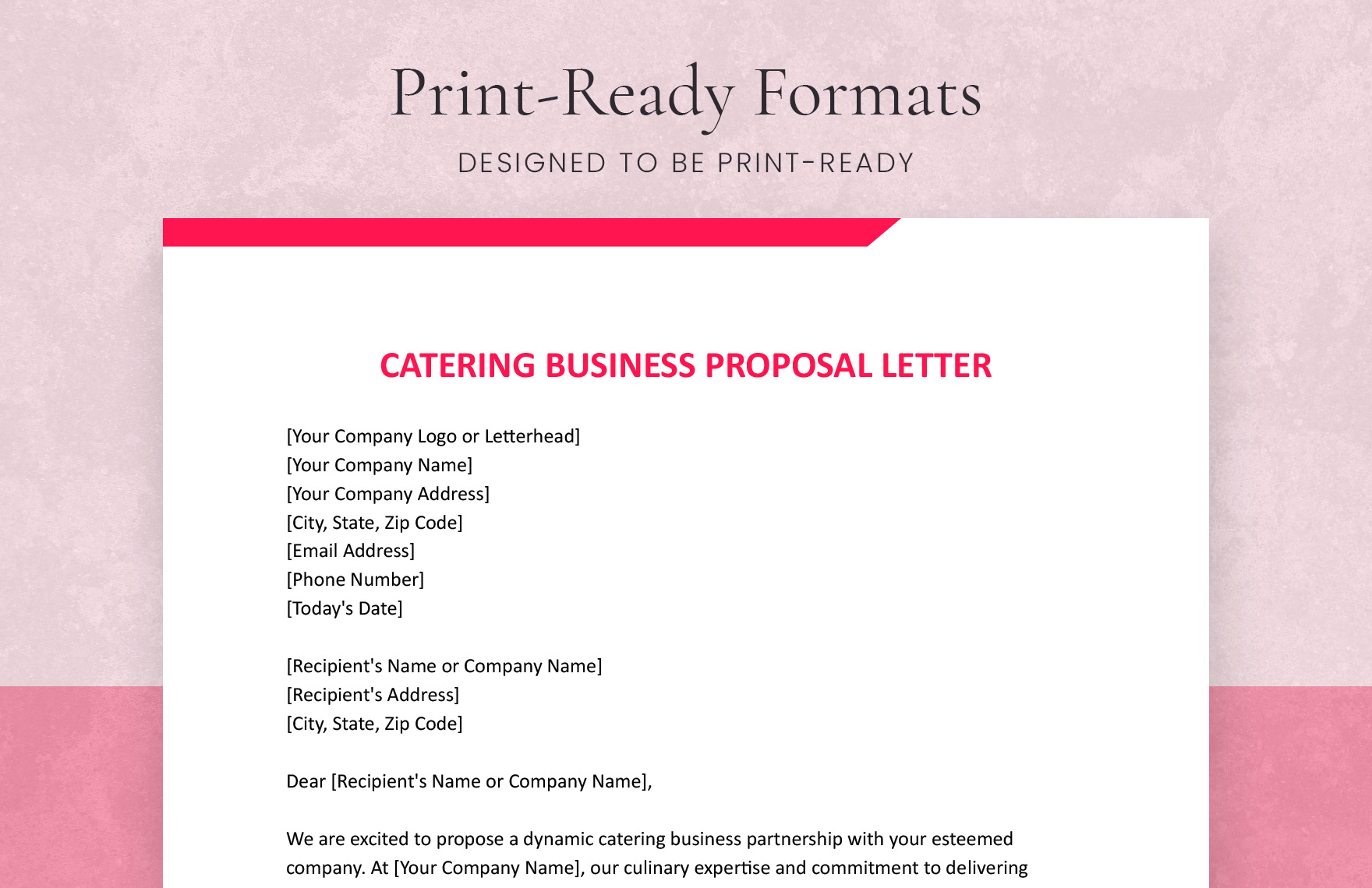 Catering Business Proposal Letter