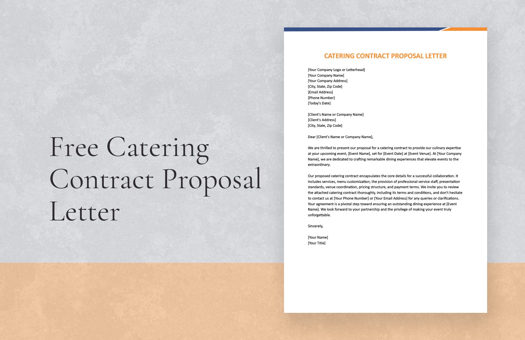 Free Catering Contract Proposal Letter