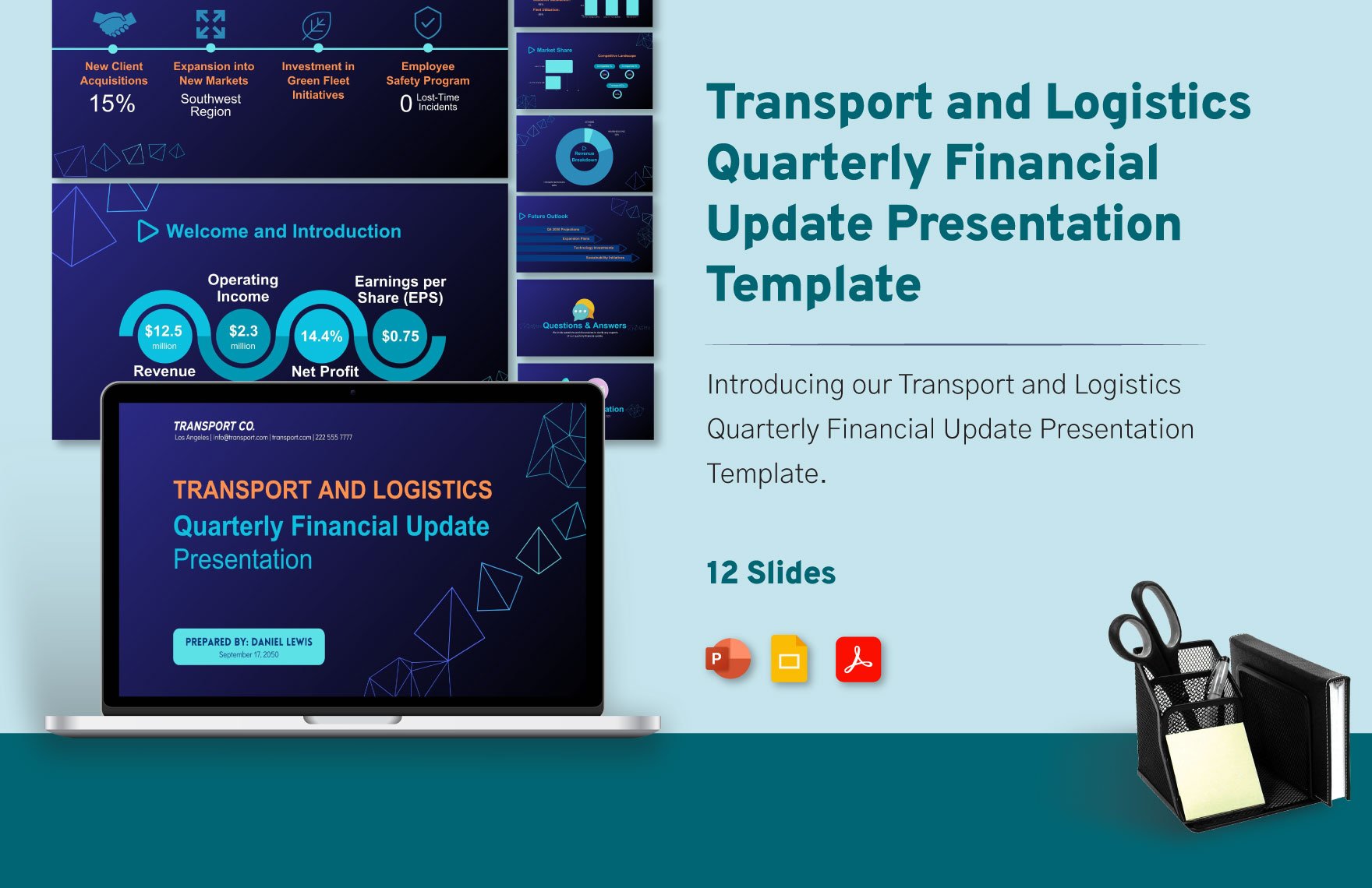 Transport and Logistics Quarterly Financial Update Presentation Template