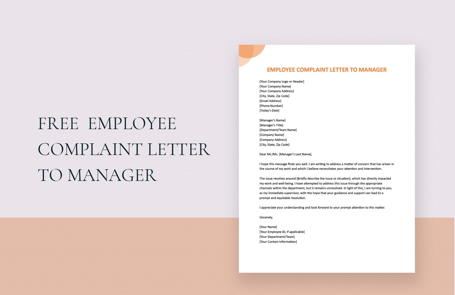 Employee Complaint Letter To Manager