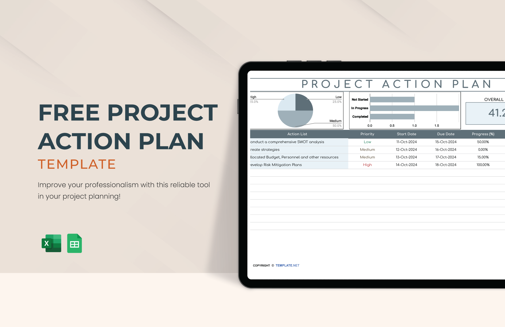 Project Action Plan Template In MS Excel Google Sheets Download 