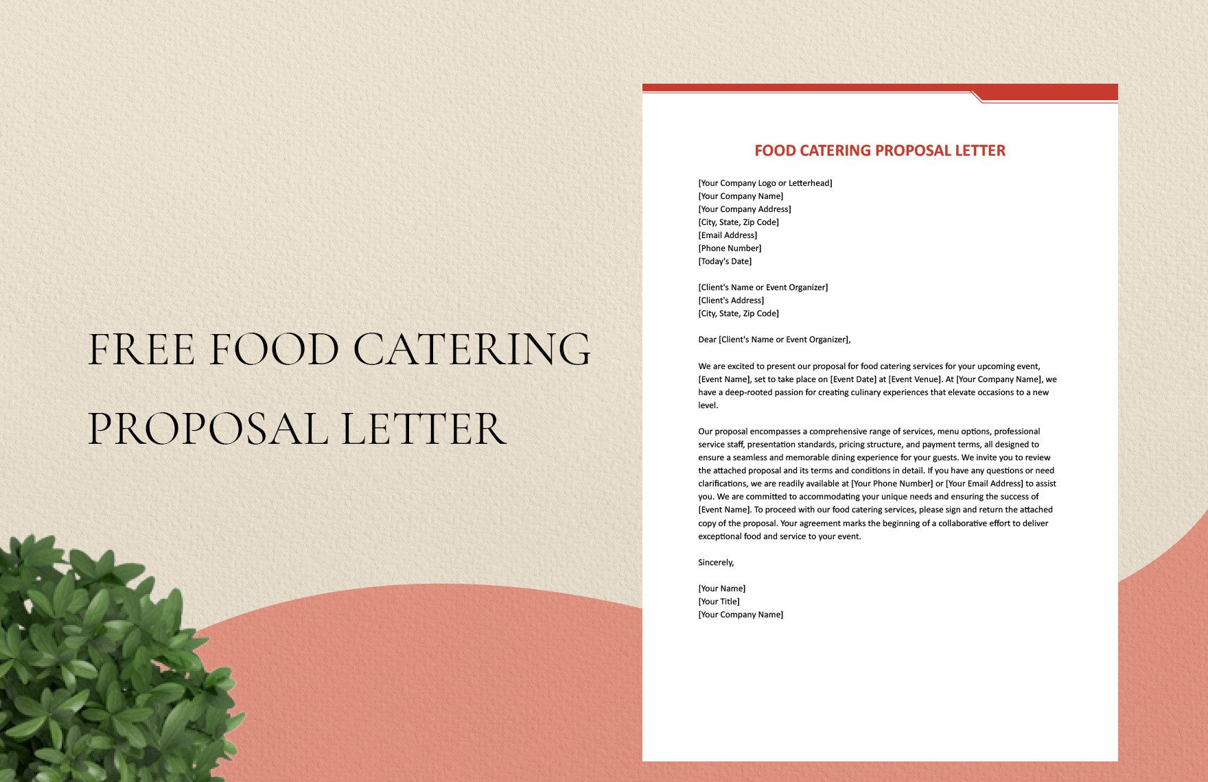 Free Food Catering Proposal Letter
