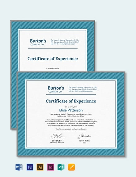 job experience certificate template 440x570