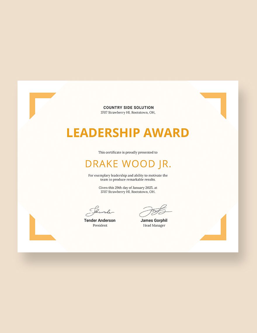 Simple Leadership Certificate Editable