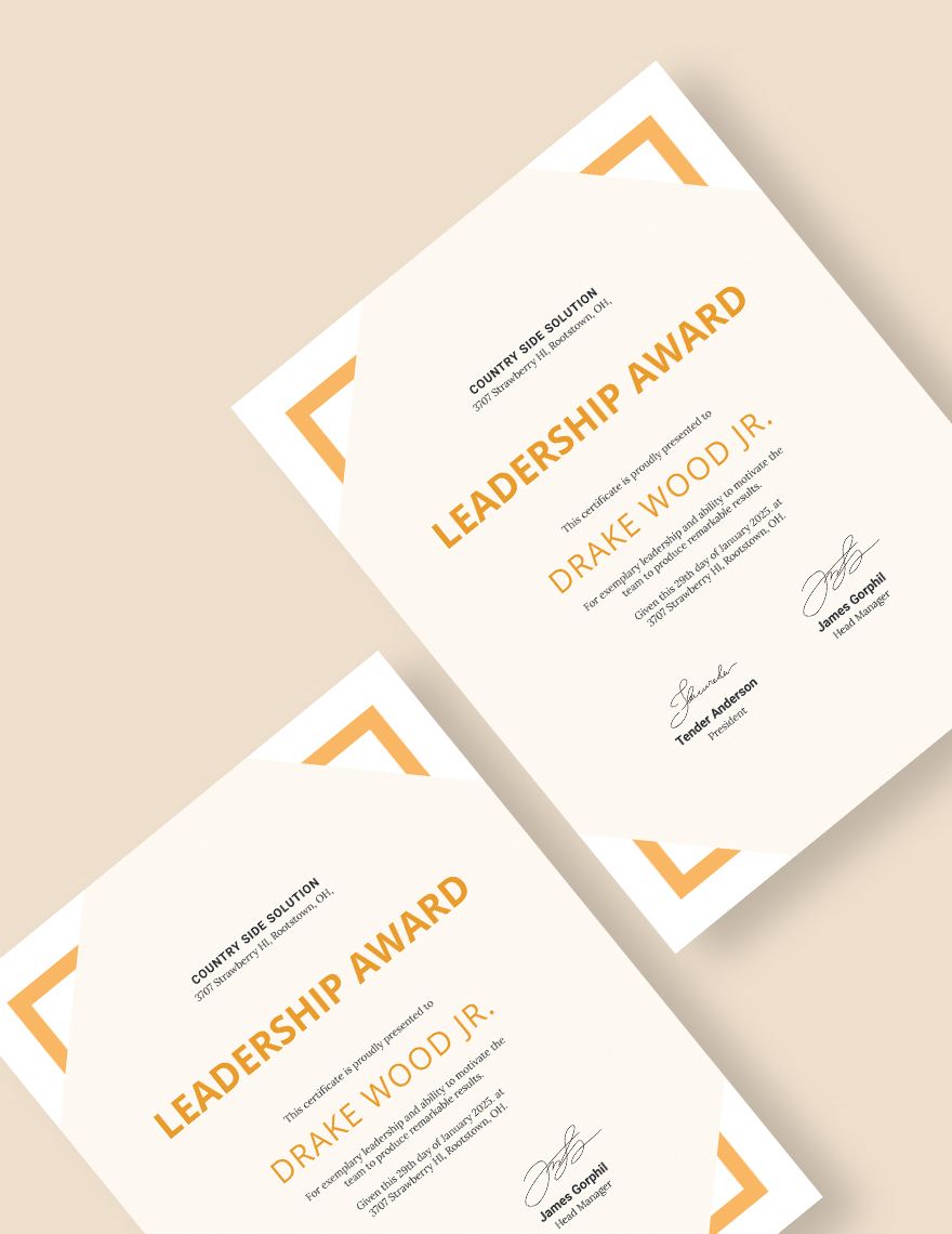 Simple Leadership Certificate Editable