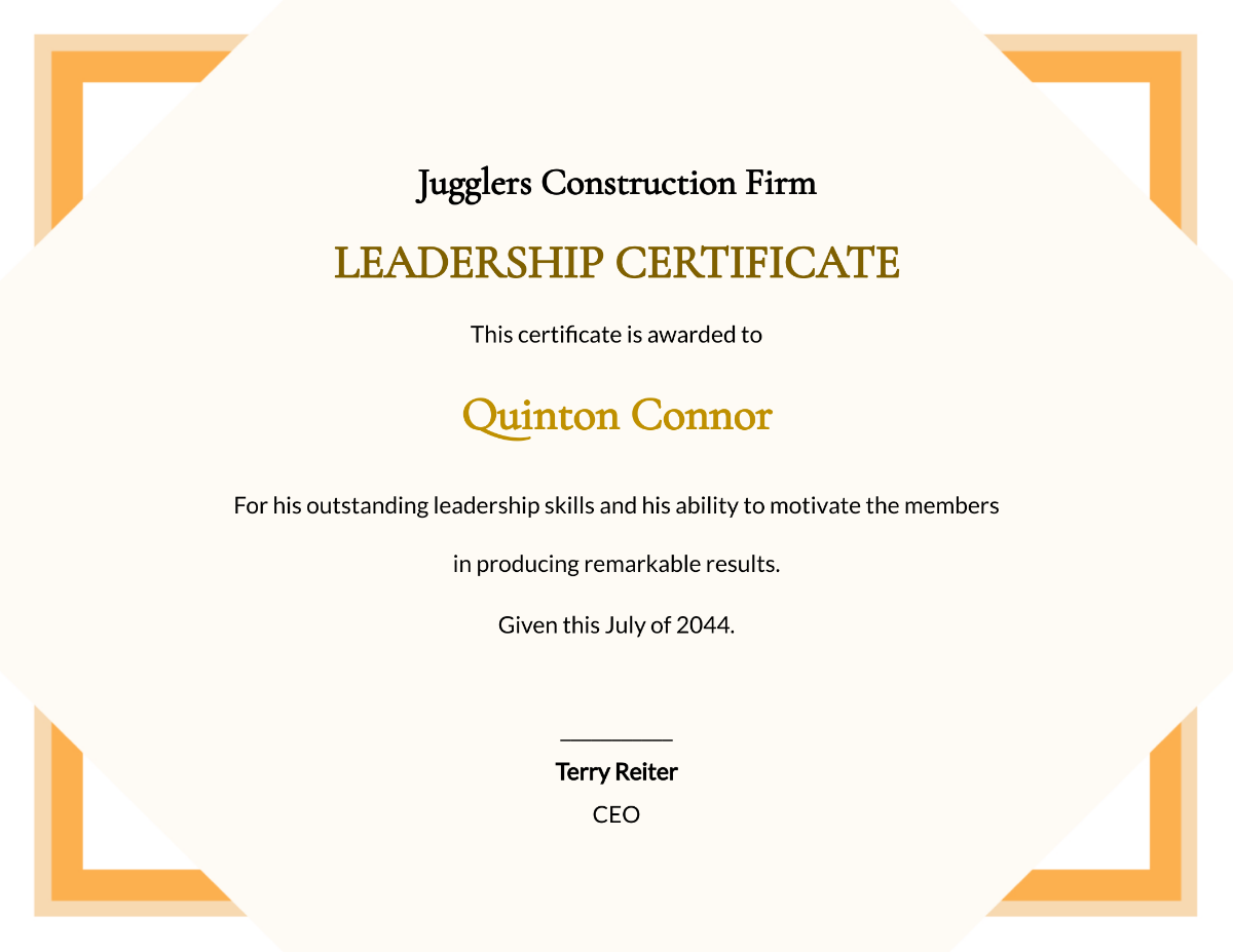 Simple Leadership Certificate Template