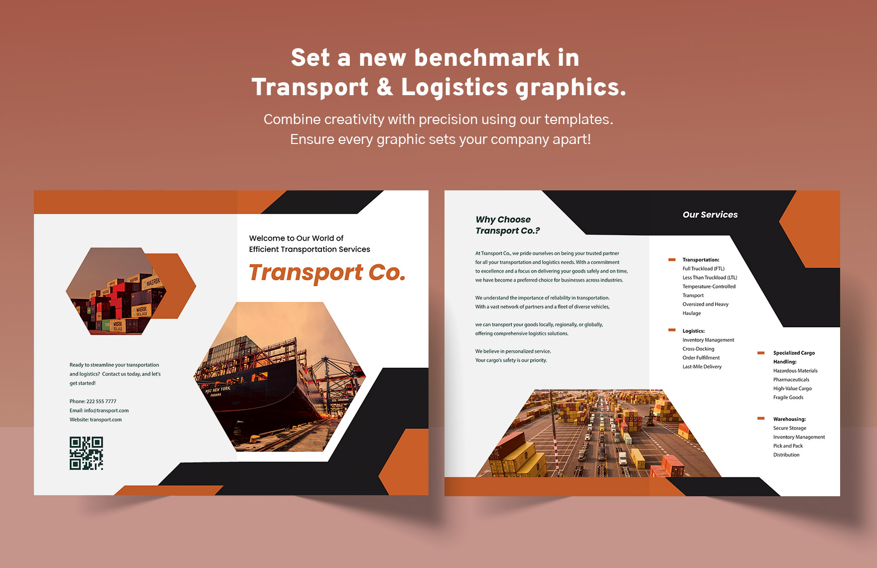 Transport and Logistics Transportation Services Brochure Template