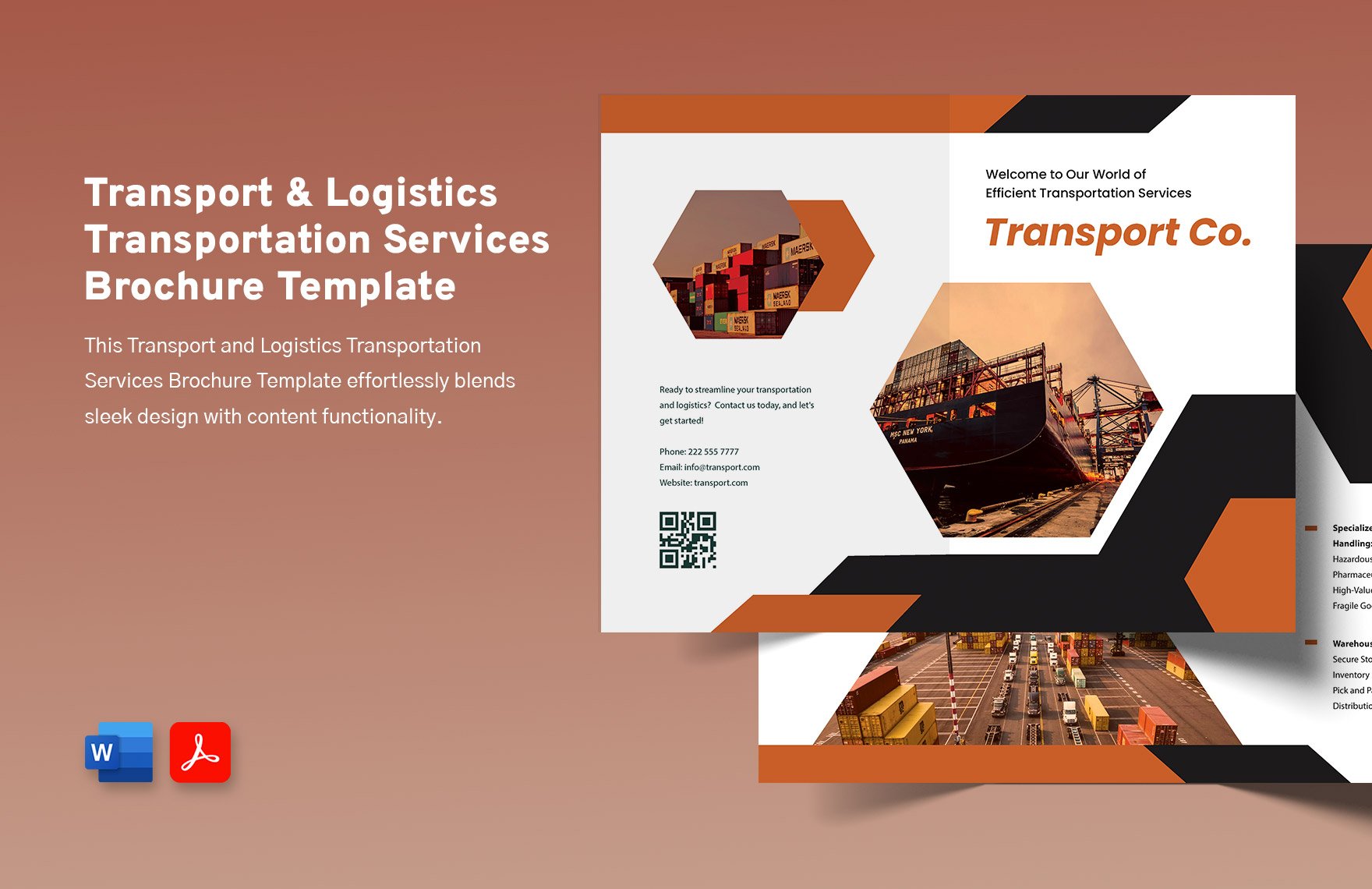 Transport and Logistics Transportation Services Brochure Template