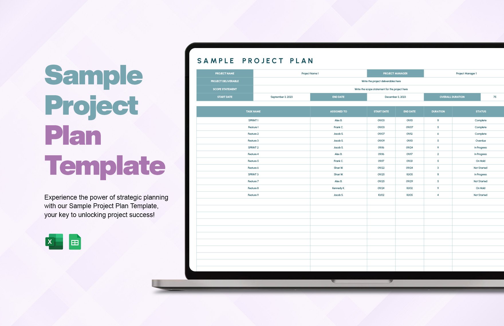 Free Sample Project Plan Template in Excel, Google Sheets