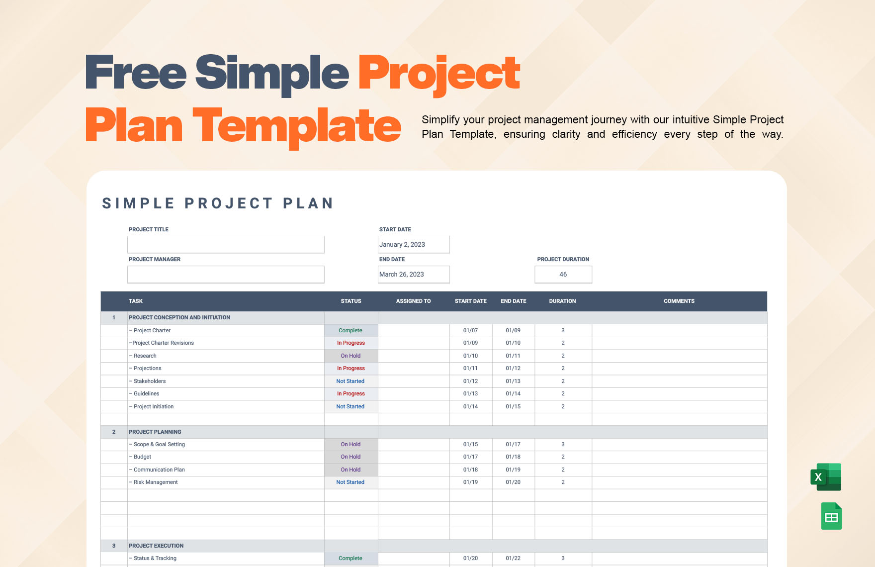 FREE Simple Project Template Download In Word Google Docs Excel