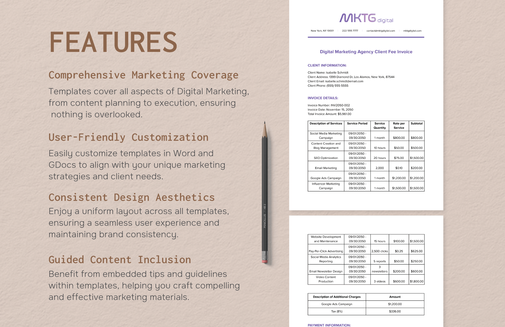 Digital Marketing Agency Client Fee Invoice Template