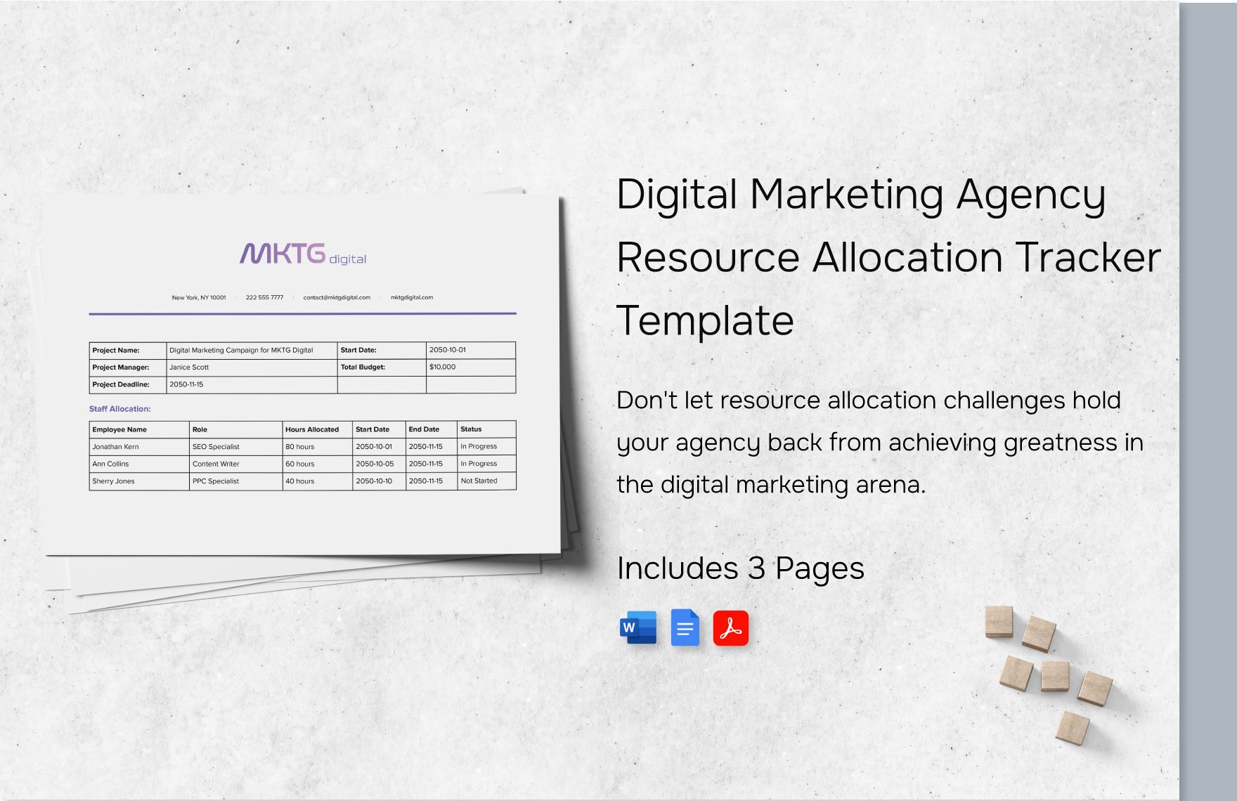 Digital Marketing Agency Resource Allocation Tracker Template in Word, Google Docs, PDF