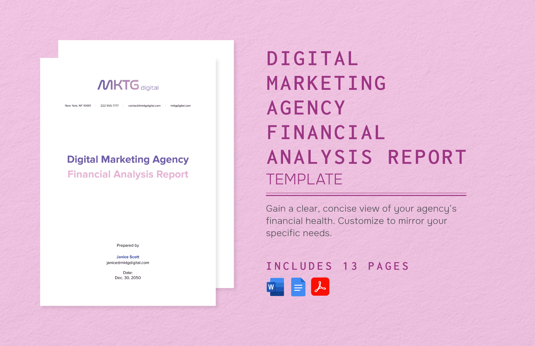 Digital Marketing Agency Financial Analysis Report Template