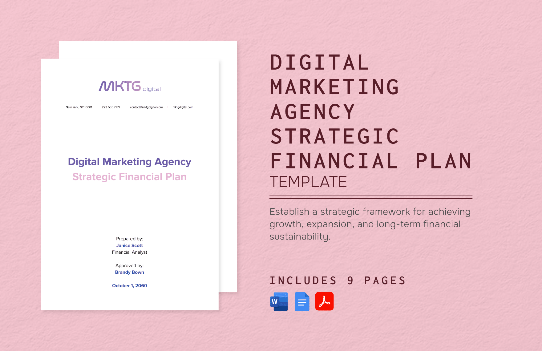 Digital Marketing Agency Strategic Financial Plan Template