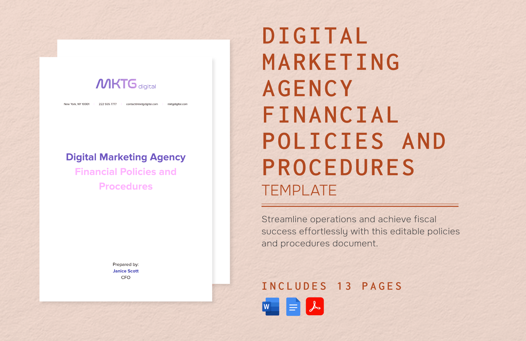 Digital Marketing Agency Financial Policies and Procedures Template in Word, Google Docs, PDF