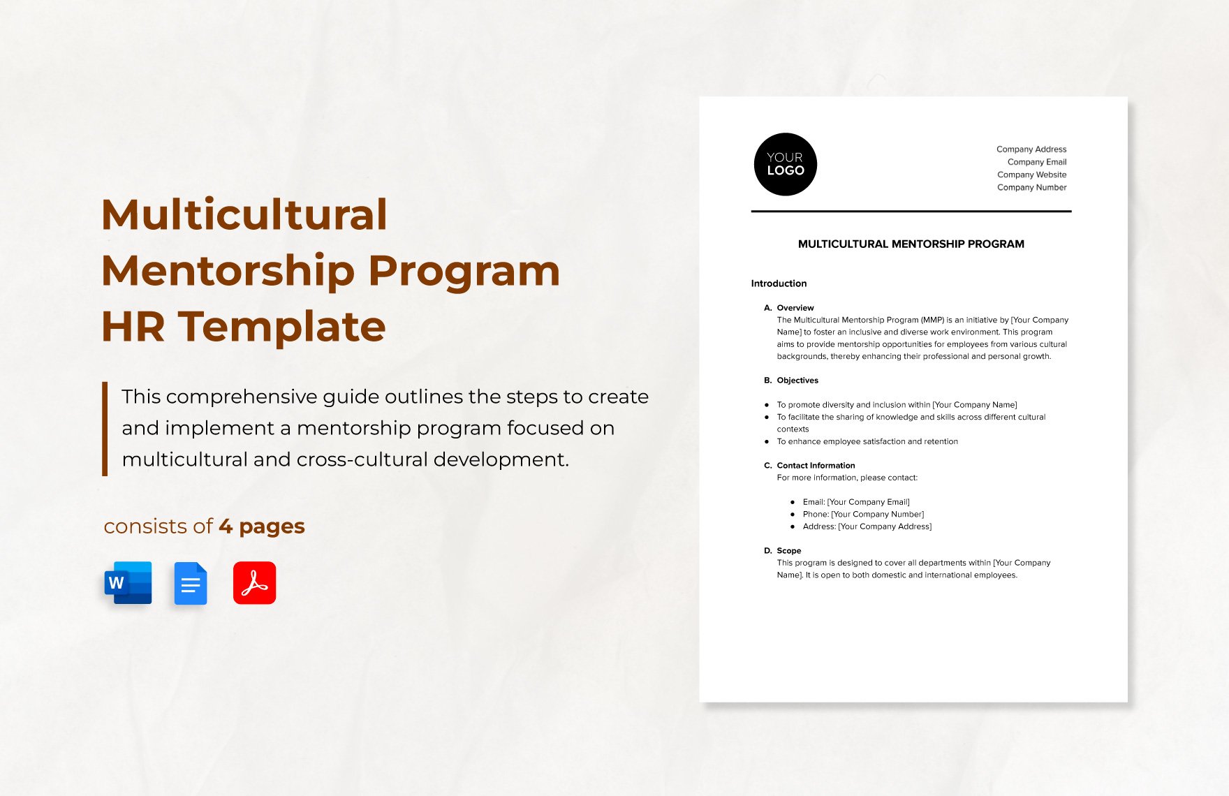 Multicultural Mentorship Program HR Template in Word, Google Docs, PDF