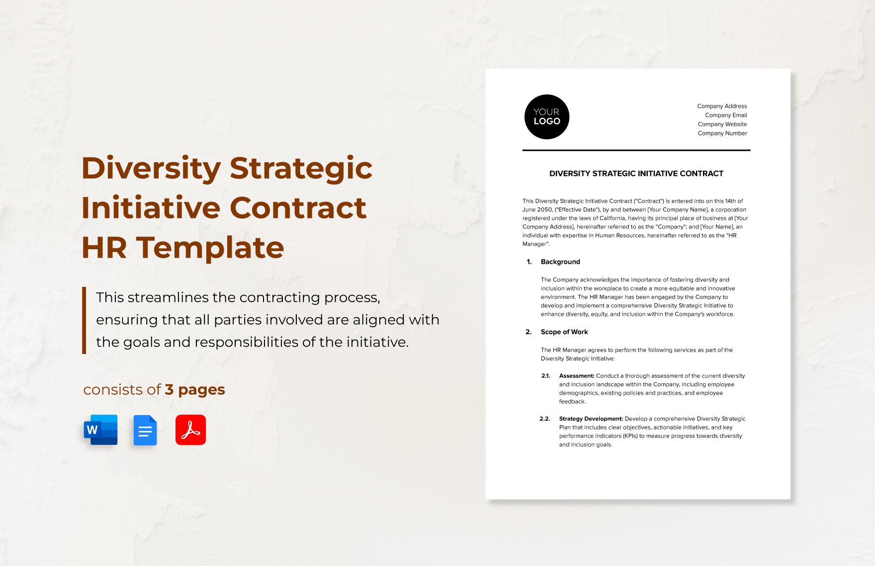 Diversity Strategic Initiative Contract HR Template in Word, Google Docs, PDF