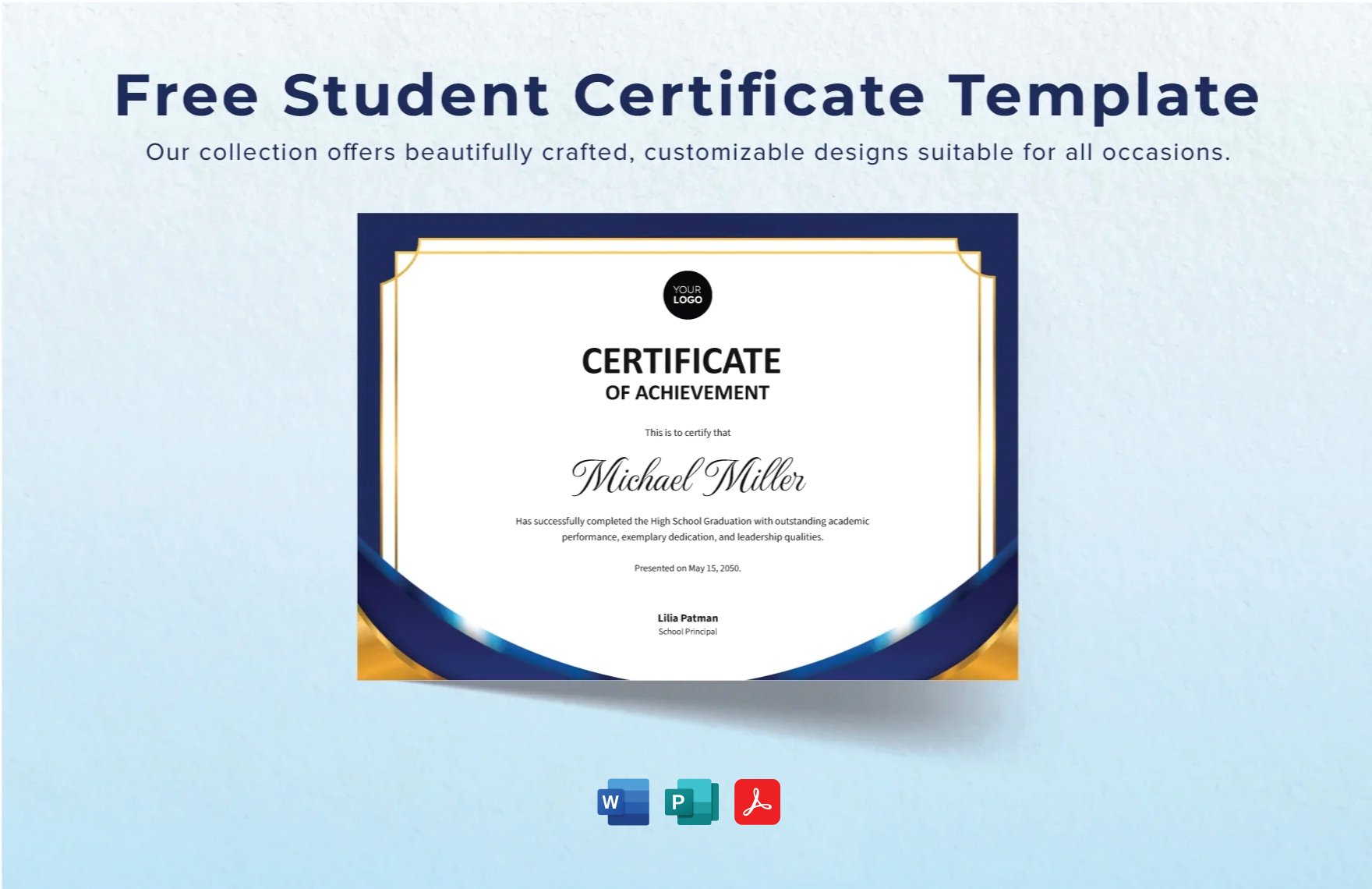 Student Certificate Template in PDF
