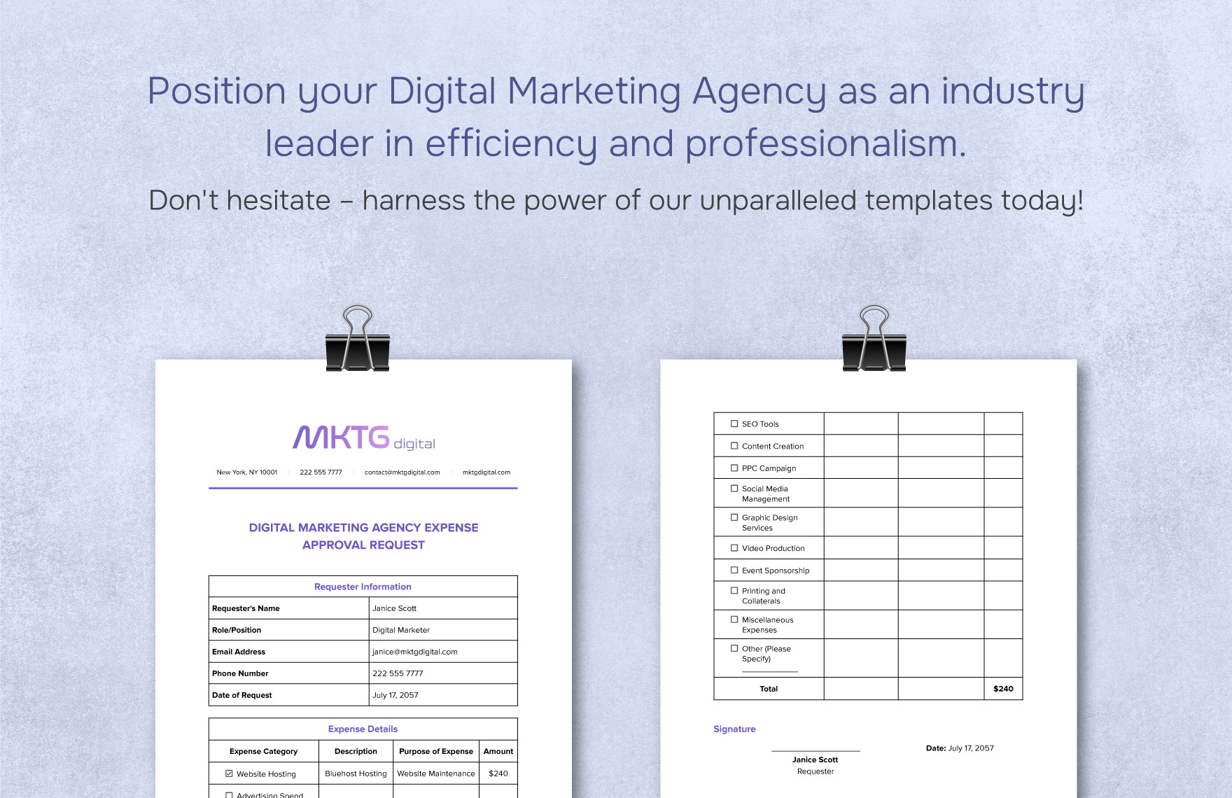 Digital Marketing Agency Expense Approval Request Template
