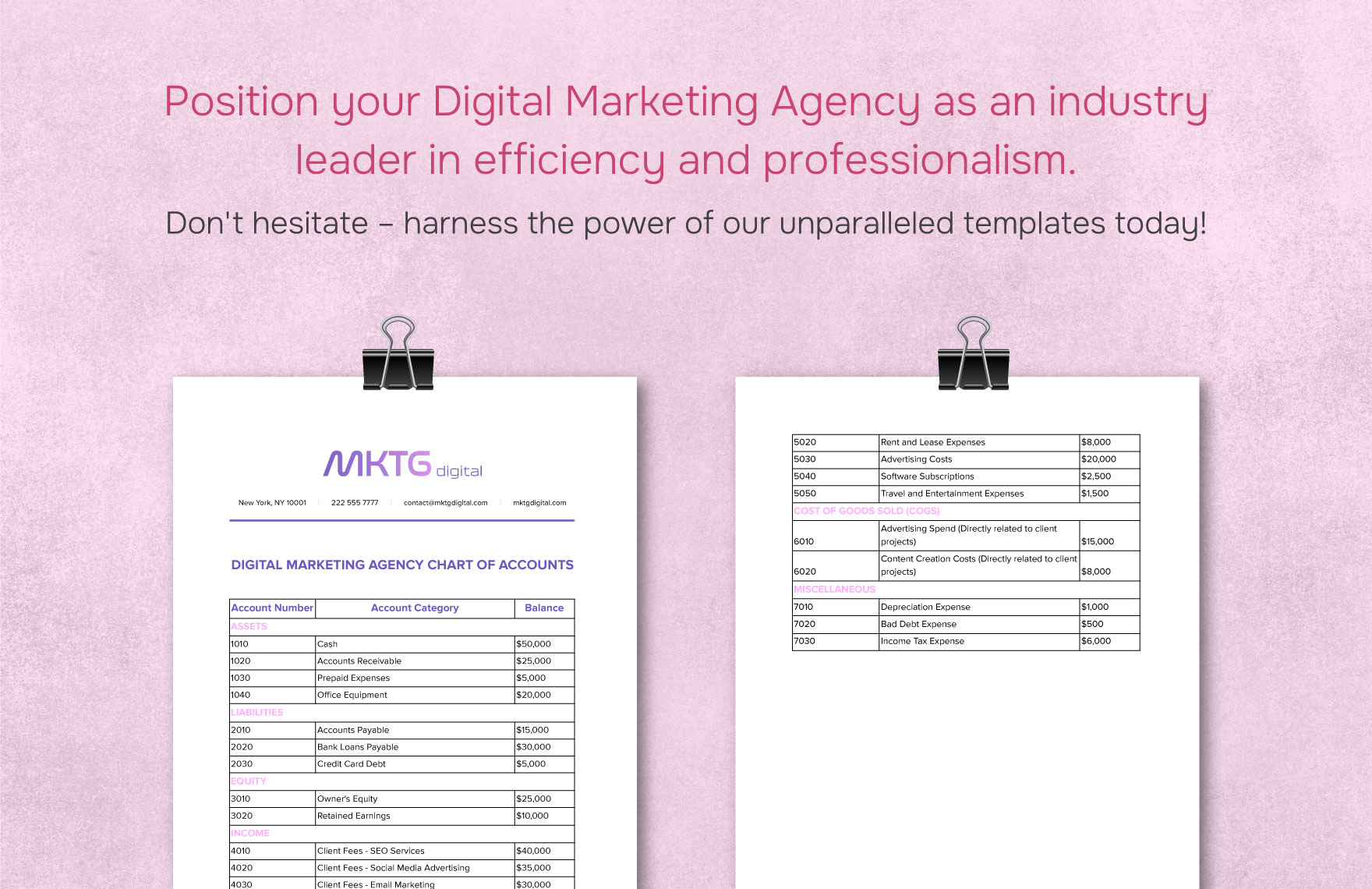 Digital Marketing Agency Chart of Accounts Template