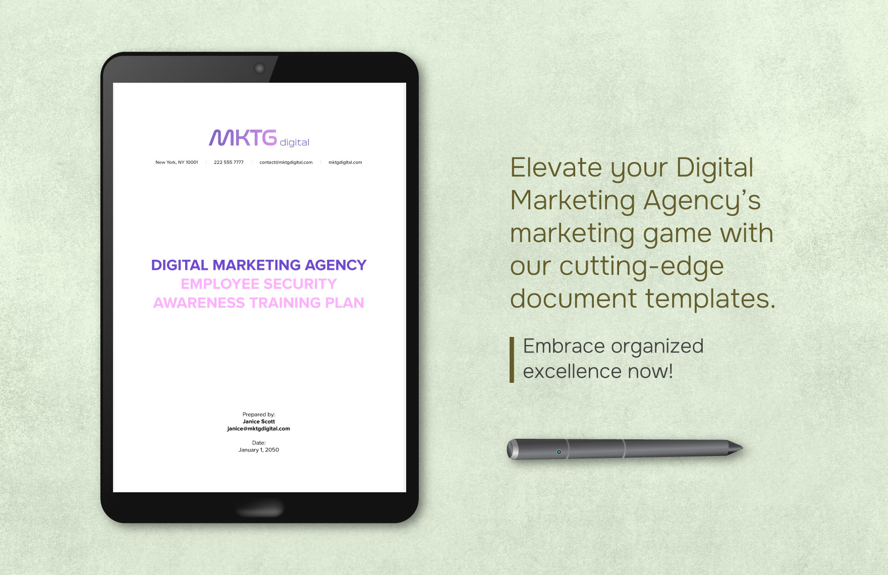 Digital Marketing Agency Employee Security Awareness Training Plan Template