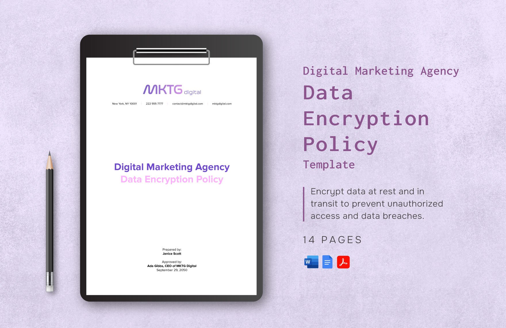 Digital Marketing Agency Data Encryption Policy Template in Word, Google Docs, PDF