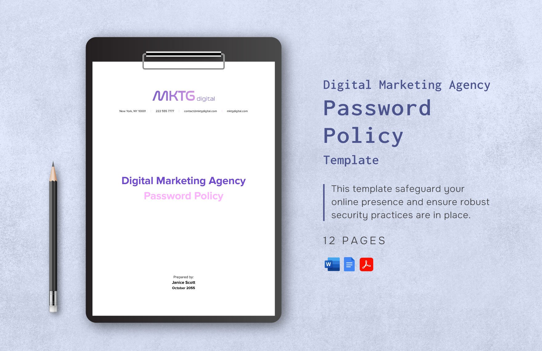 Digital Marketing Agency Password Policy Template in Word, Google Docs, PDF
