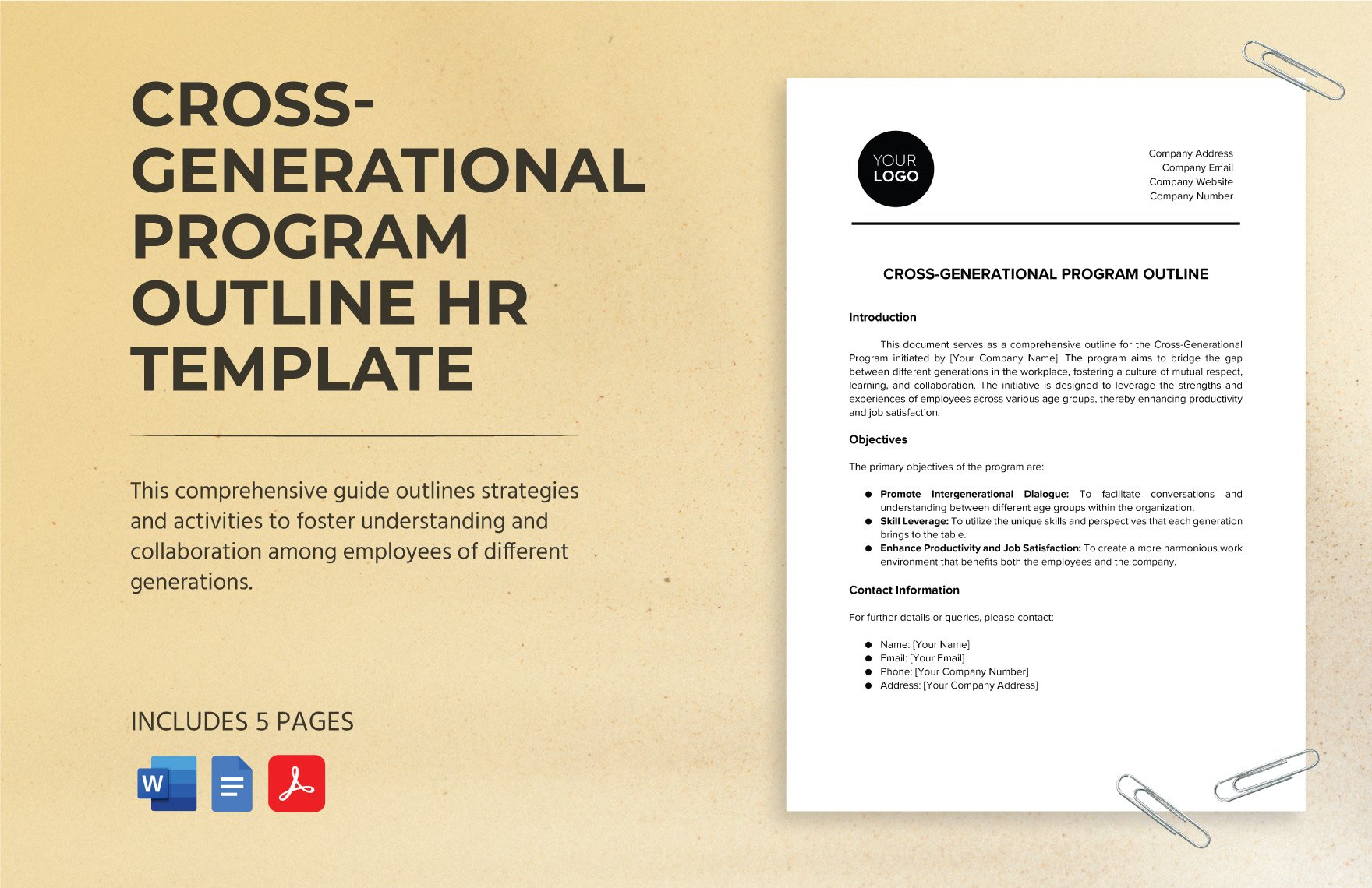 Cross-Generational Program Outline HR Template in Word, Google Docs, PDF