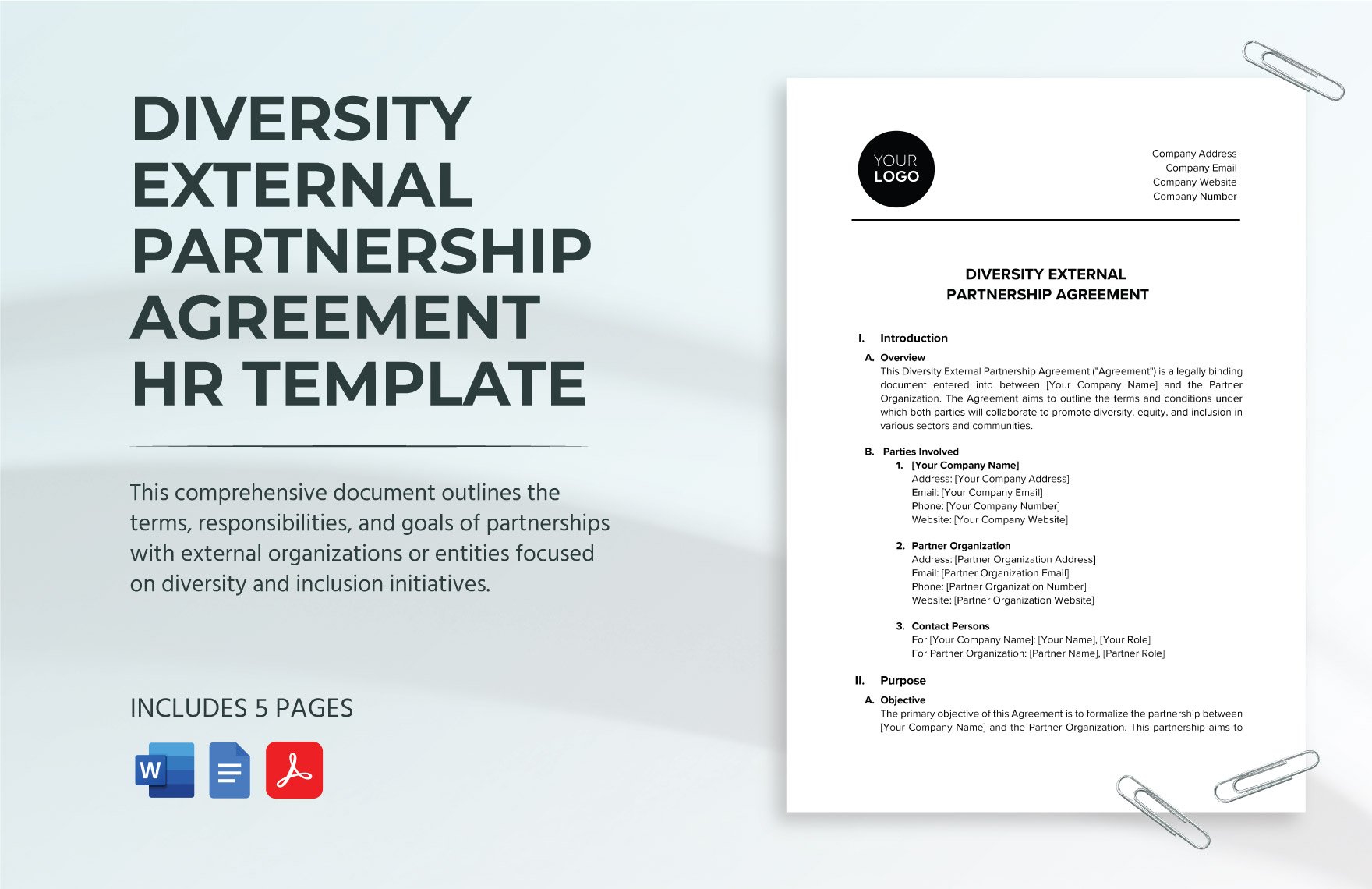 Diversity External Partnership Agreement HR Template