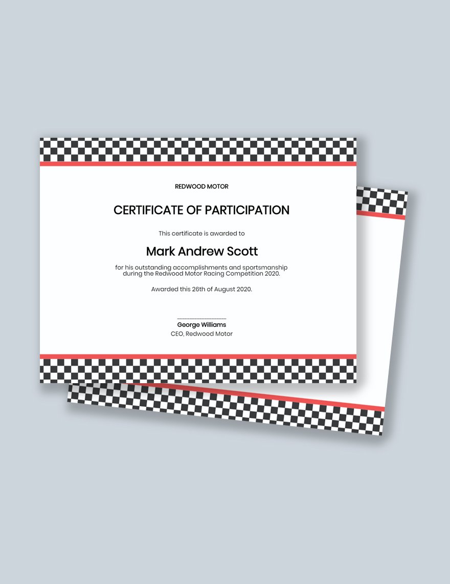 Motorsport Certificate Template