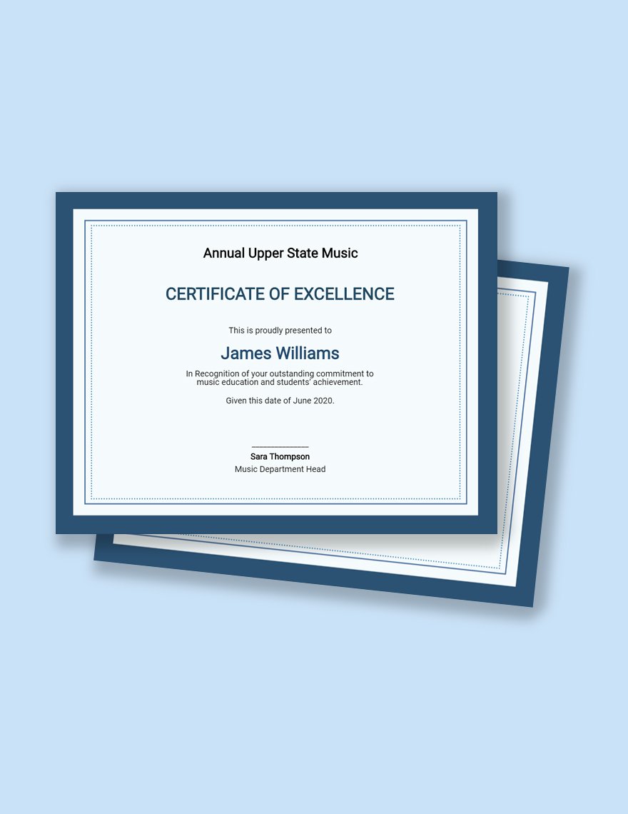 Music Certificate Template in Word, Google Docs, Illustrator, PSD, Apple Pages, Publisher, InDesign