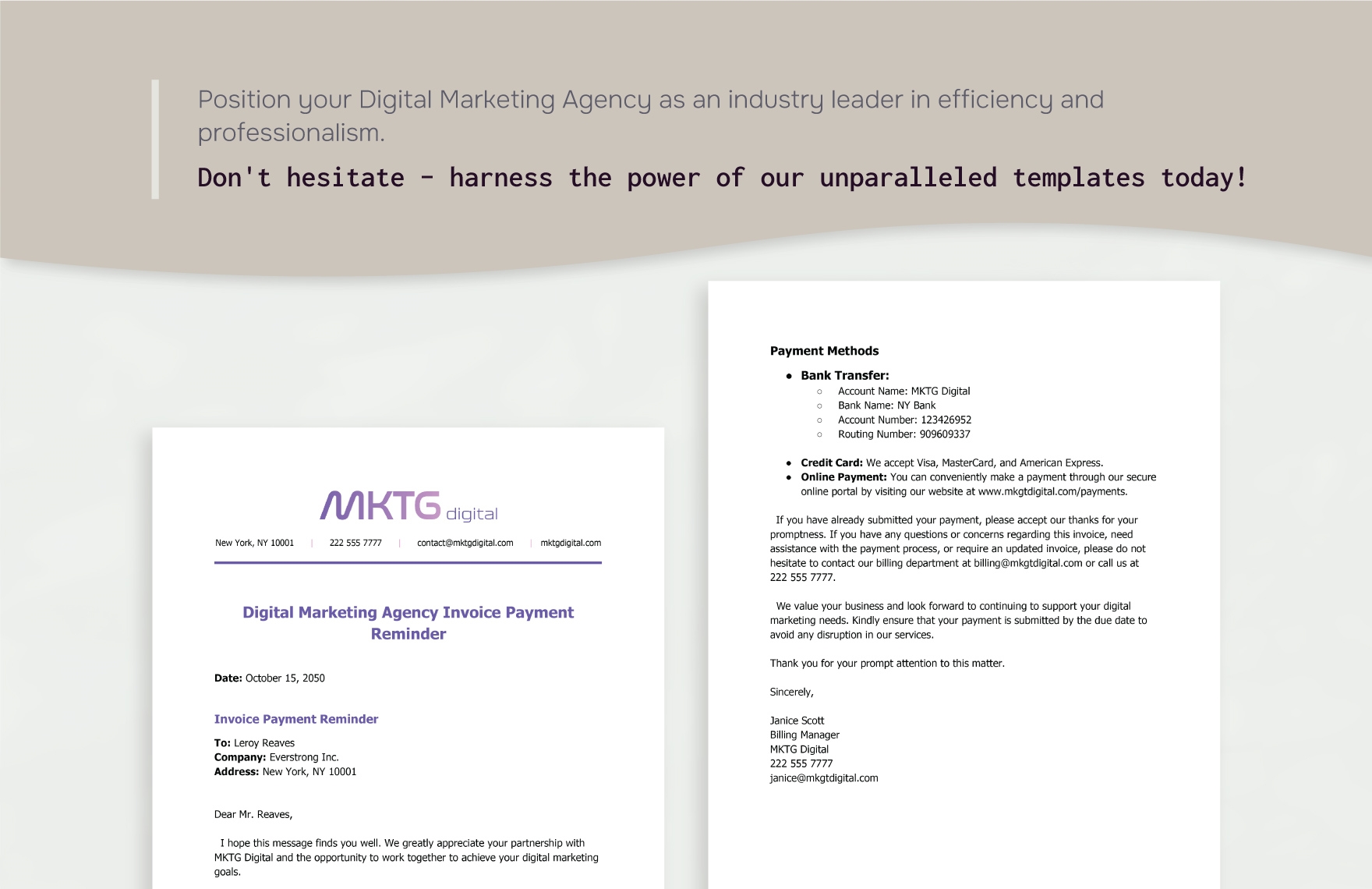 Digital Marketing Agency Invoice Payment Reminder Template