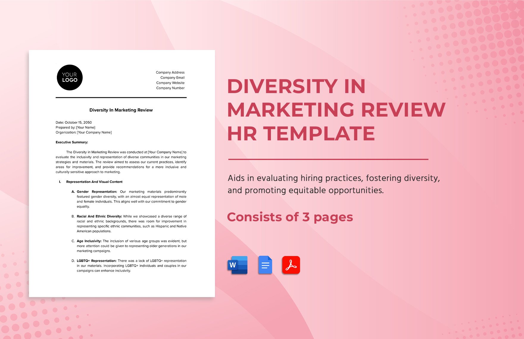 Diversity in Marketing Review HR Template in Word, Google Docs, PDF