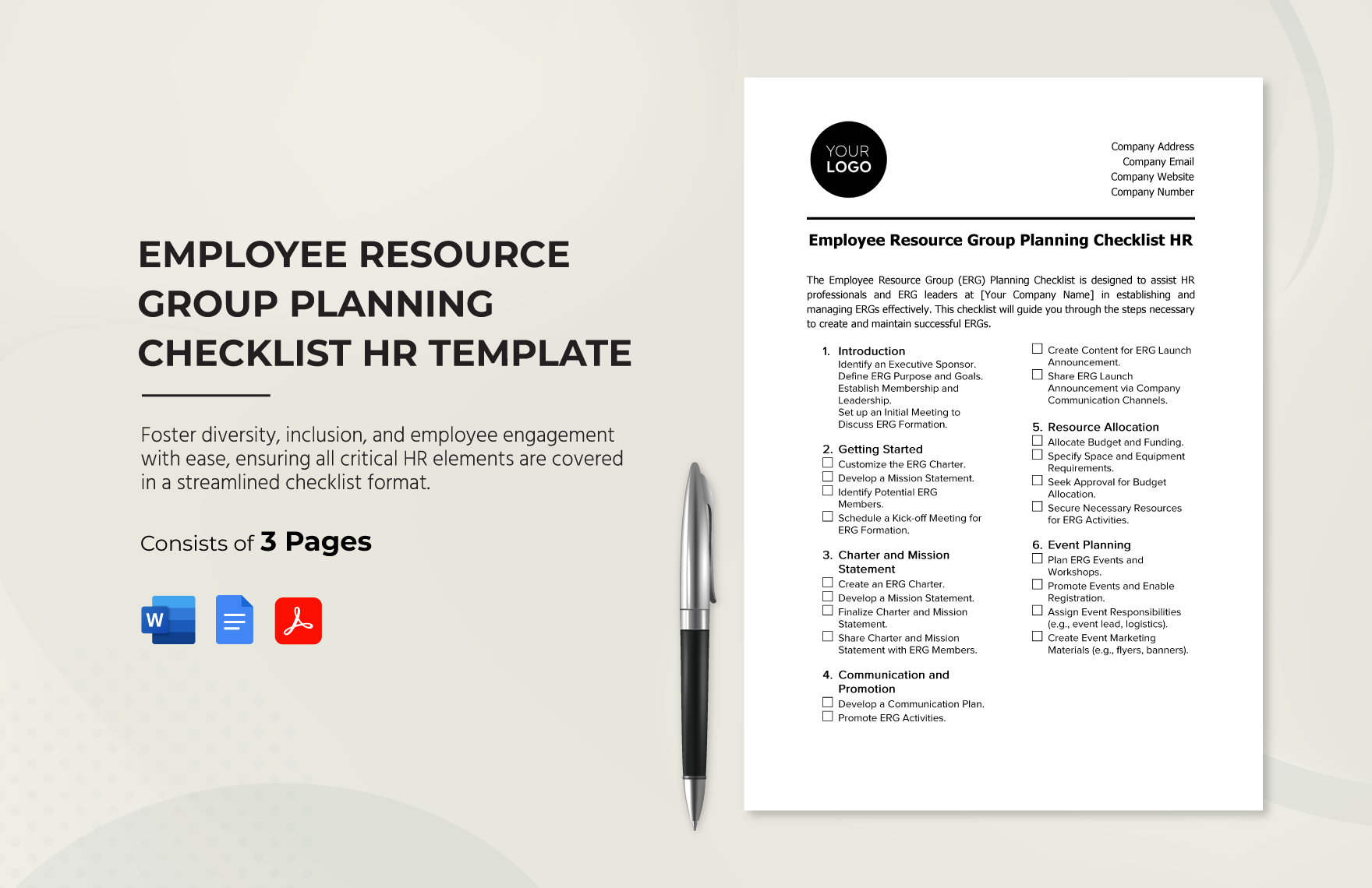 Employee Resource Group Planning Checklist HR Template